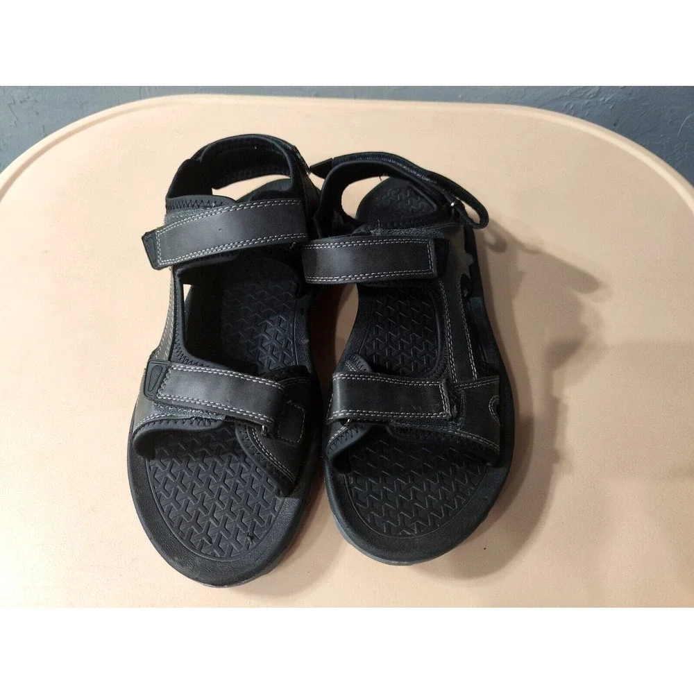Eddie Bauer Sandals Men'‎ 9M Holman Strappy Gray Faux Leather Open Toe Casual